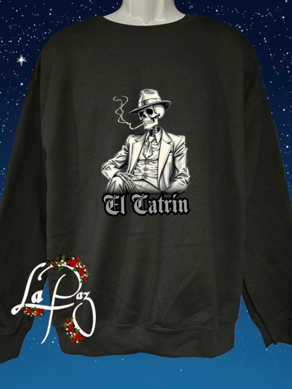 El Catrin Skeleton Graphic Black Sweatshirt